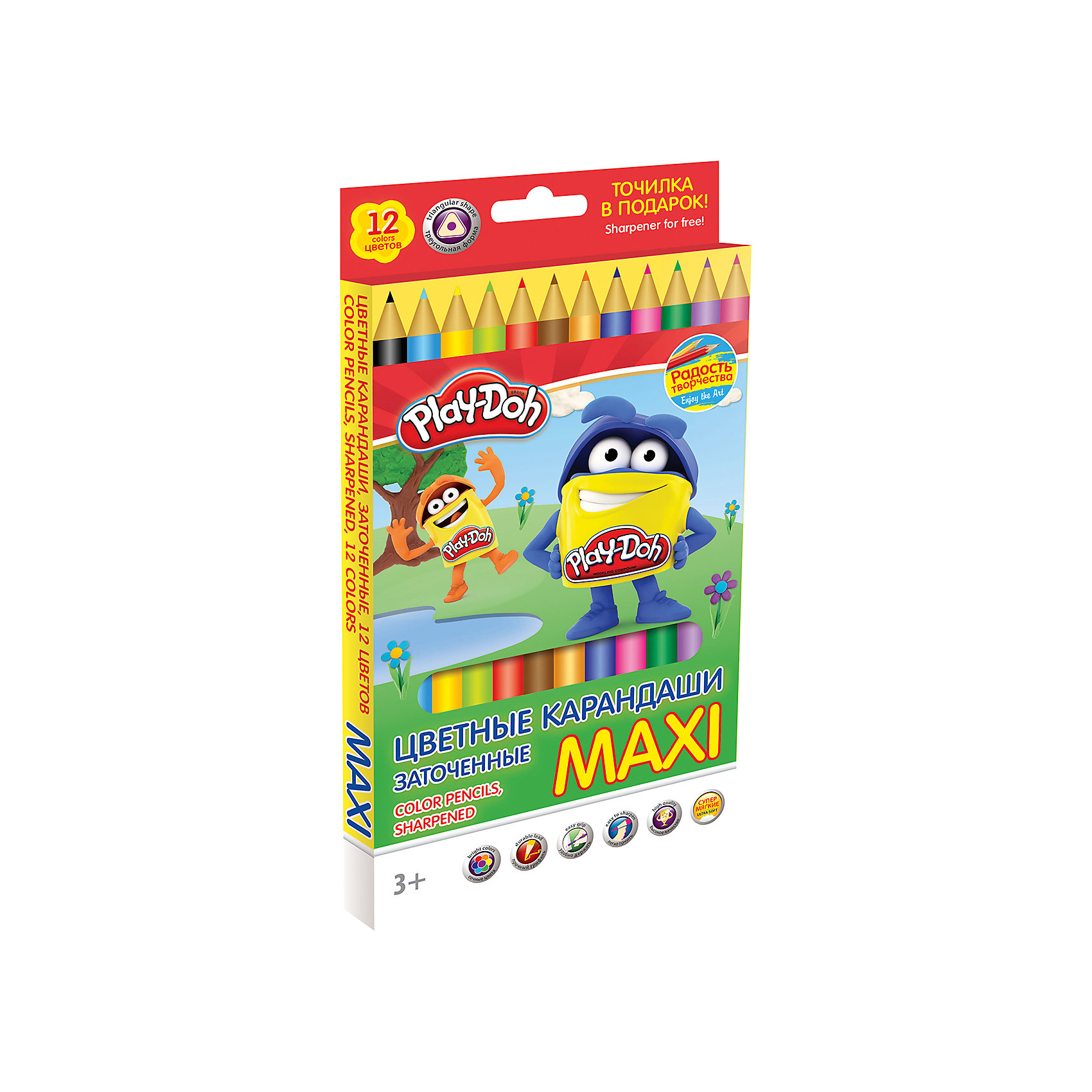 фото Цветные карандаши "Maxi" 12 цветов, Play-Doh Академия групп