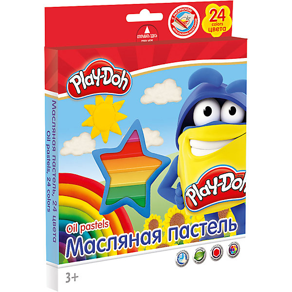фото Масляная пастель (24 цвета) с раскрасками (2 шт), Play-Doh Академия групп