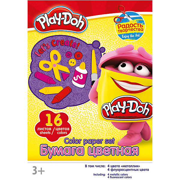 Цветная бумага 16 цветов, Play-Doh Академия групп 4614763