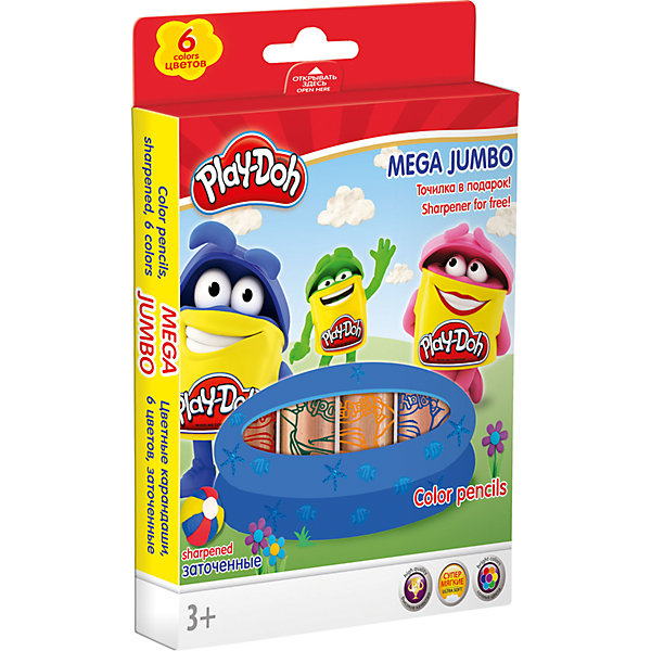 фото Цветные карандаши Darpeje "Play-Doh" "Mega Jumbo", 6 цветов