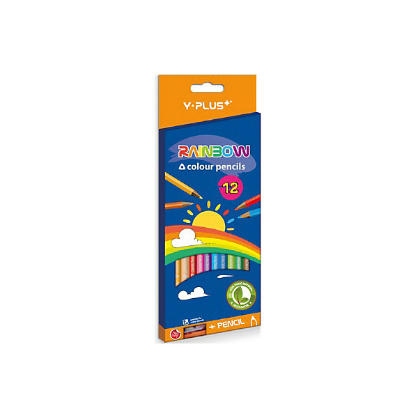 

Набор цветных карандашей+точилка Y-Plus RAINBOW, 12 цв.