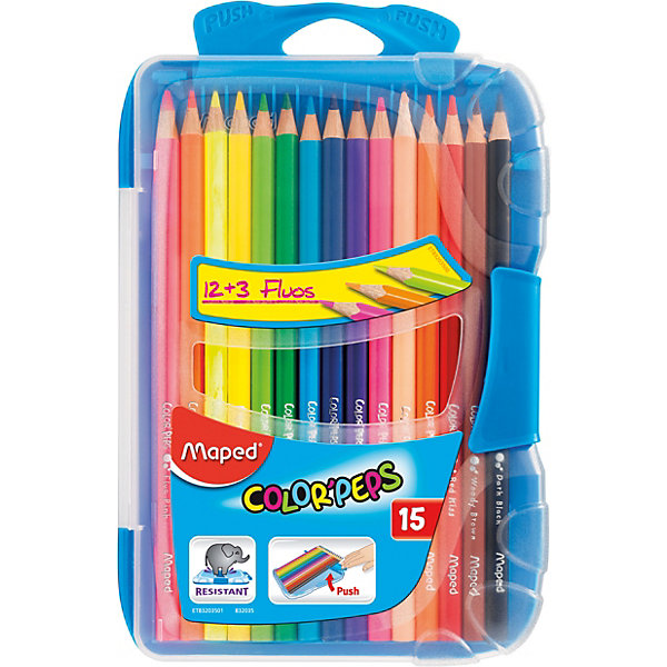 

Набор цветных карандашей в пенале КАР COLORPEPS, 15 цв.