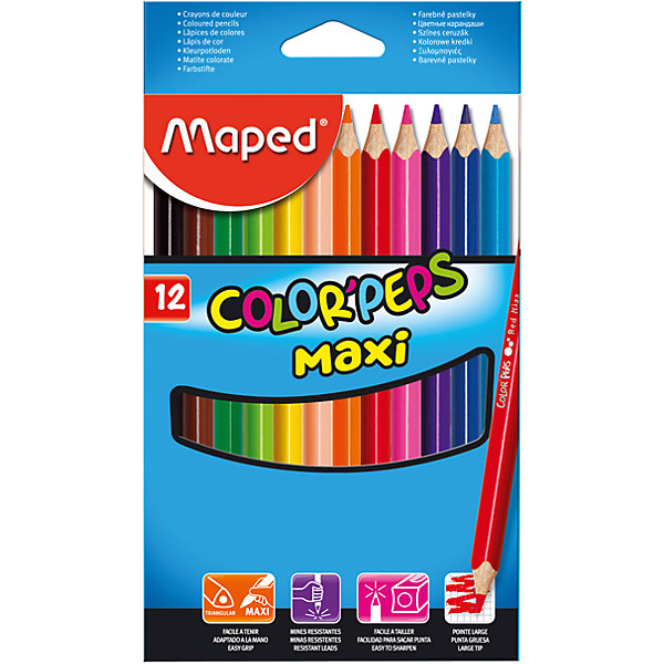 

Набор цветных карандашей COLORPEPS MAXI, 12 цв.