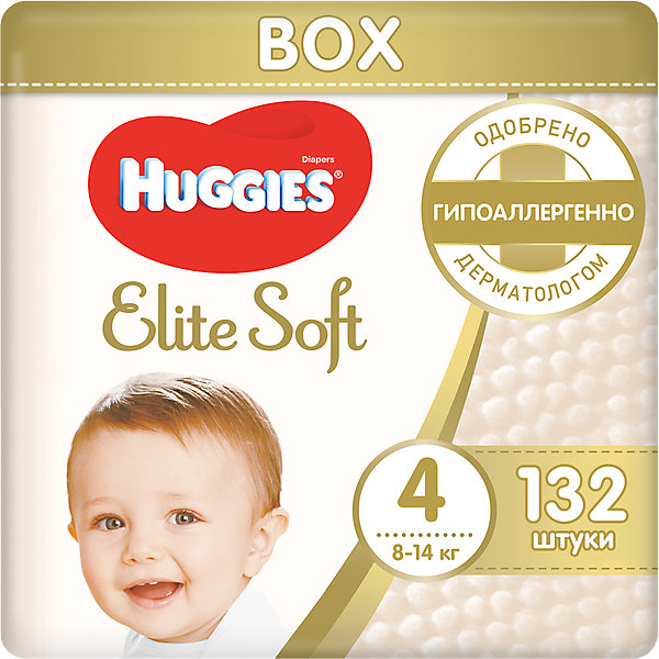 HUGGIES Подгузники Huggies Elite Soft 4, 8-14 кг, 132 шт.