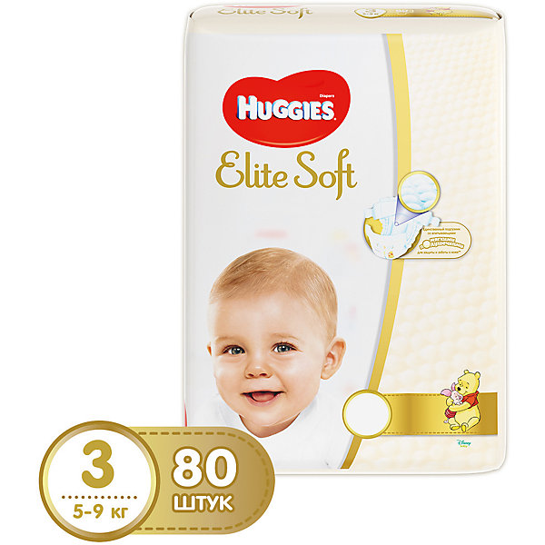 HUGGIES Подгузники Huggies Elite Soft 3, 5-9 кг, 80 шт.