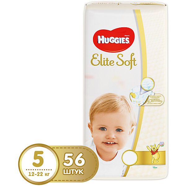 HUGGIES Подгузники Huggies Elite Soft 5, 12-22 кг, 56 шт.