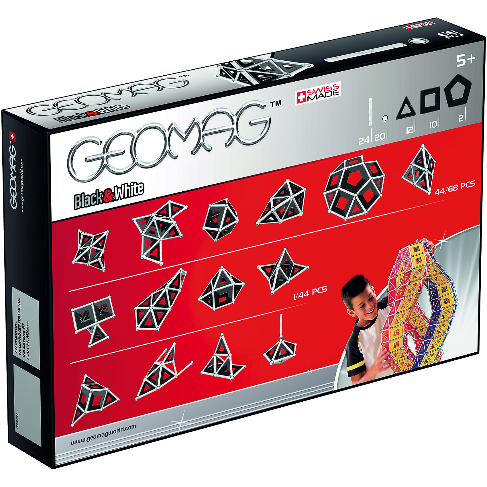 фото Магнитный конструктор Geomag Black & White, 68 деталей