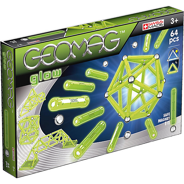 

Магнитный конструктор Geomag "Glow", 64 детали