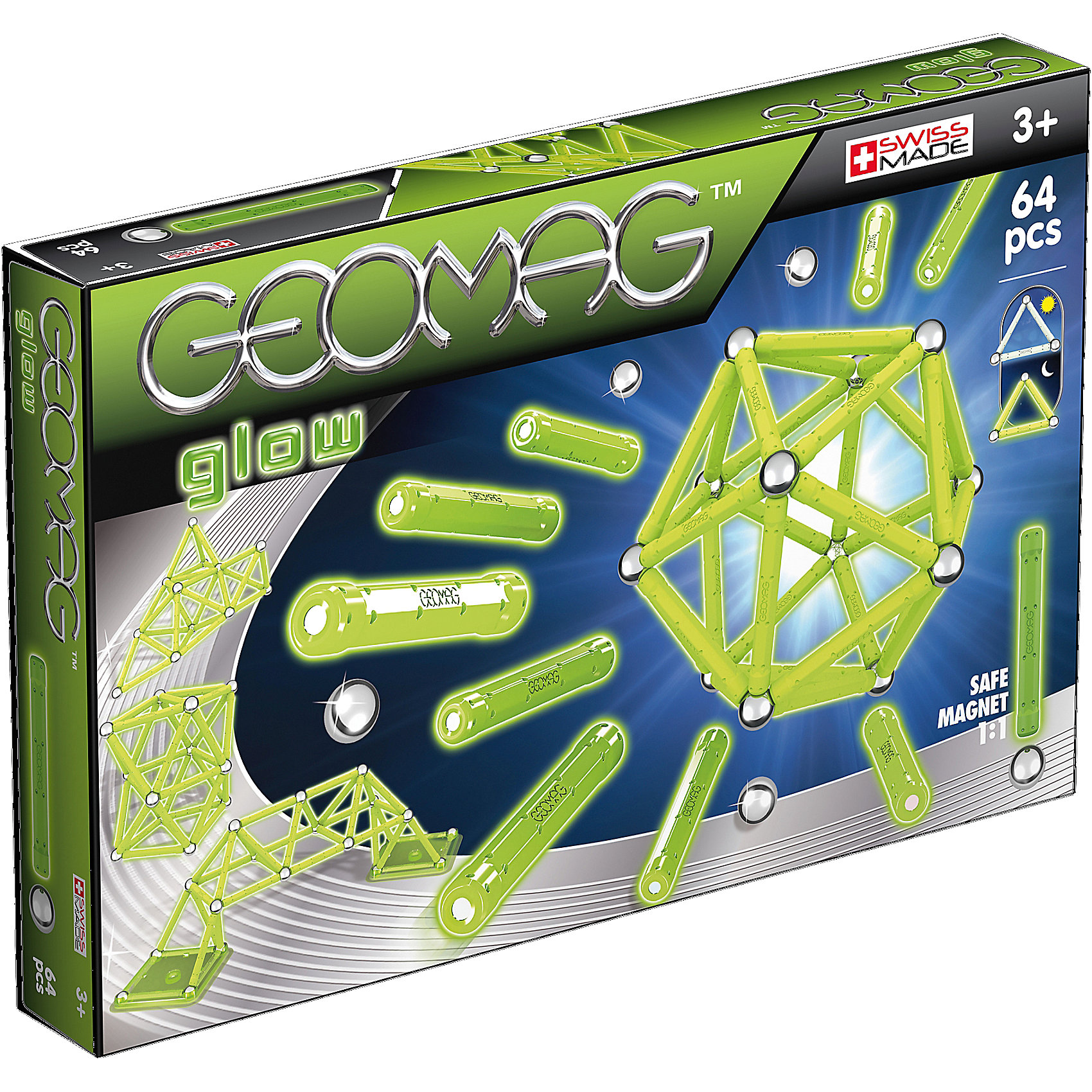 фото Магнитный конструктор Geomag "Glow",  64 детали