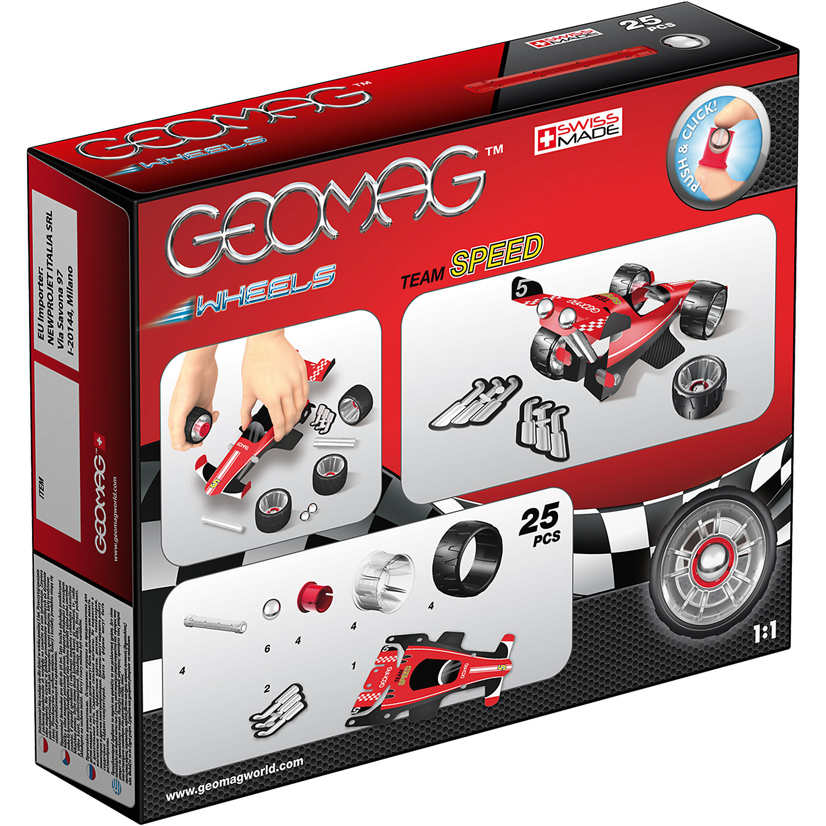 фото Магнитный конструктор Geomag с красной гоночной машиной