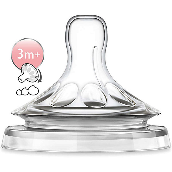 

Соска из силикона перемен. поток, 3мес+, 2 шт, Natural, Philips Avent