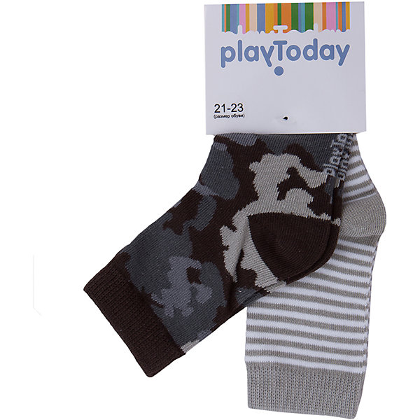 

Носки, 2 пары для мальчика PlayToday, Черный/серый