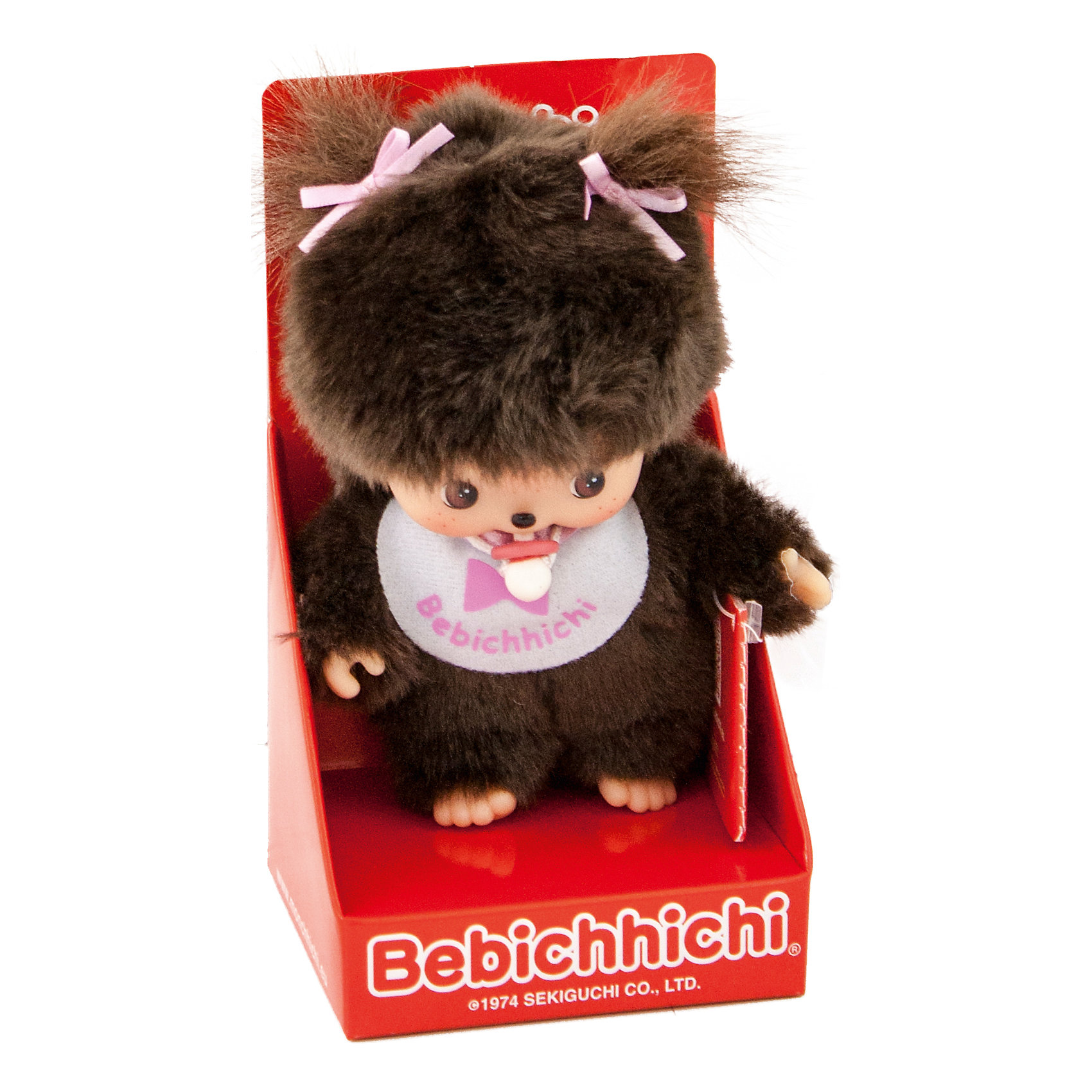 фото Мягкая игрушка Monchhichi Бэбичичи, девочка в розовом слюнявчике, 15 см