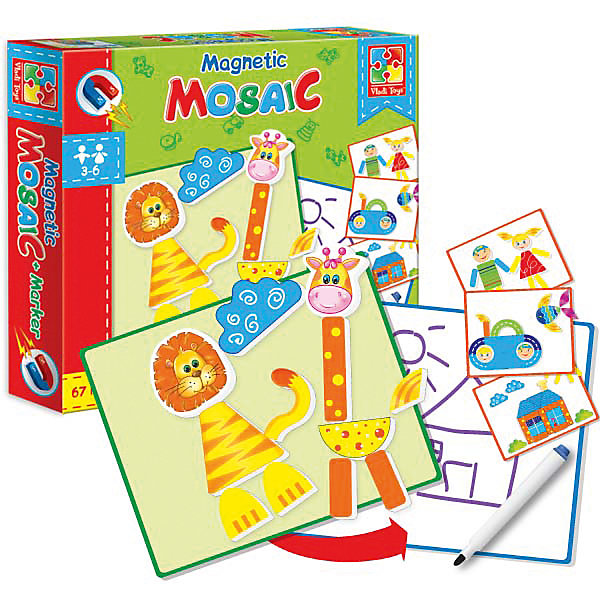 

Магнитная мозаика "Львенок, Жираф", 67 деталей, Vladi Toys