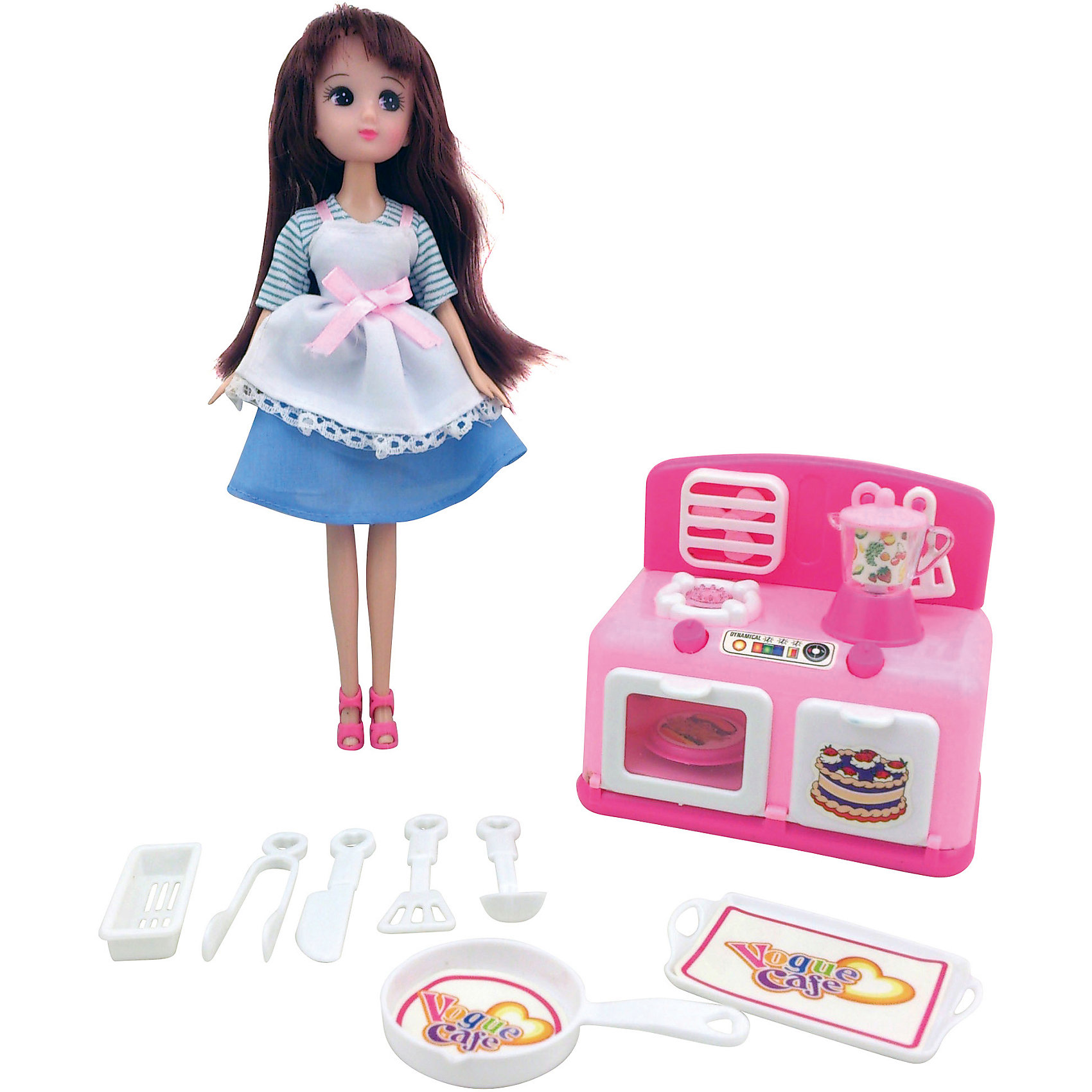 Игровой набор Кукла, плита, кухонные принадлежности, Krutti 4985467