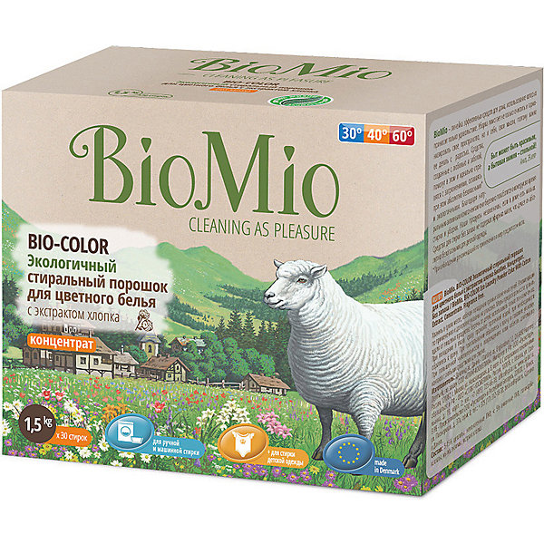 Экологичный стиральный порошок для цветного белья с экстрактом хлопка, концетрат, BIO MIO 5008297
