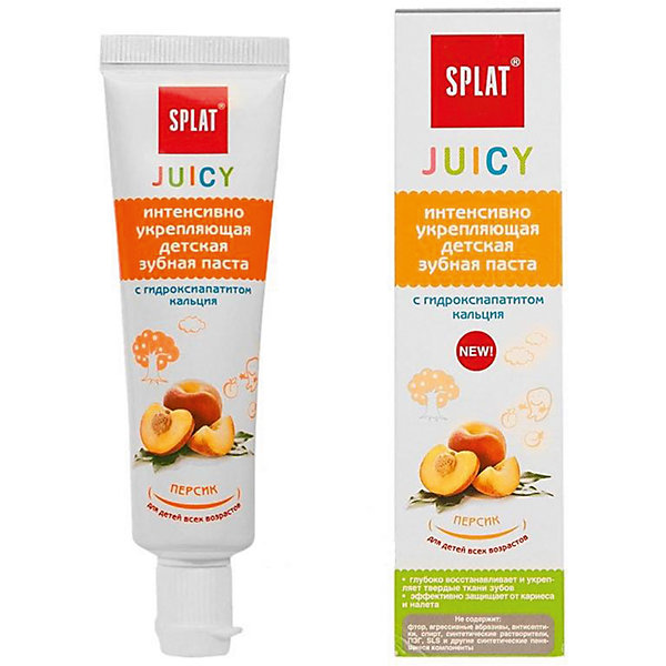 

Детская укрепляющая зубная паста Juicy с гидроксиапатитом кальция, Персик, Splat