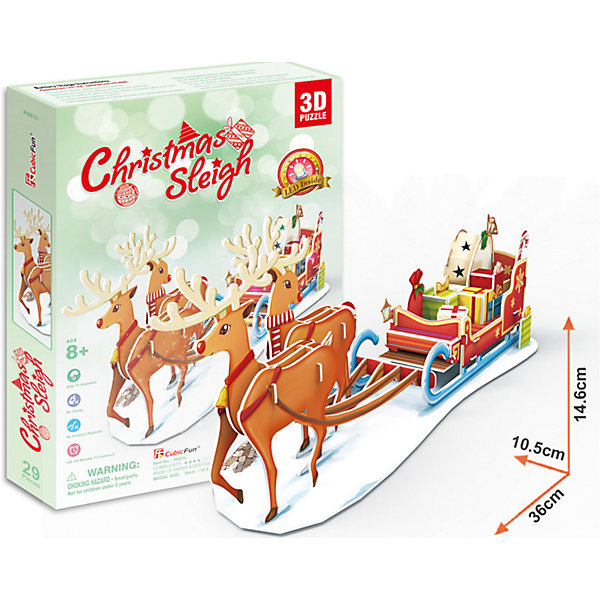 

Пазл 3D "Рождественские сани с подсветкой", CubicFun