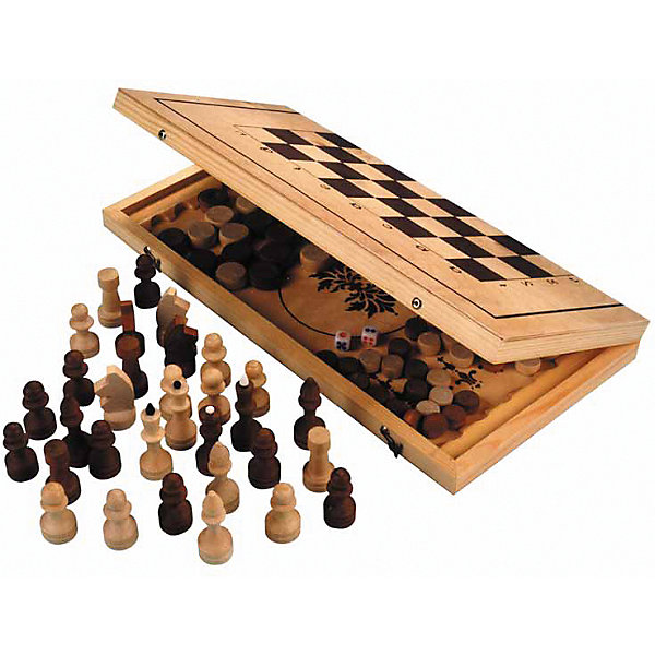 

Игра 3 в 1 "Шахматы, нарды, шашки", деревянная