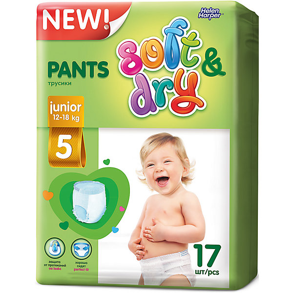 

Трусики-подгузники Soft&Dry Junior 12-18 кг., 17 шт., Helen Harper