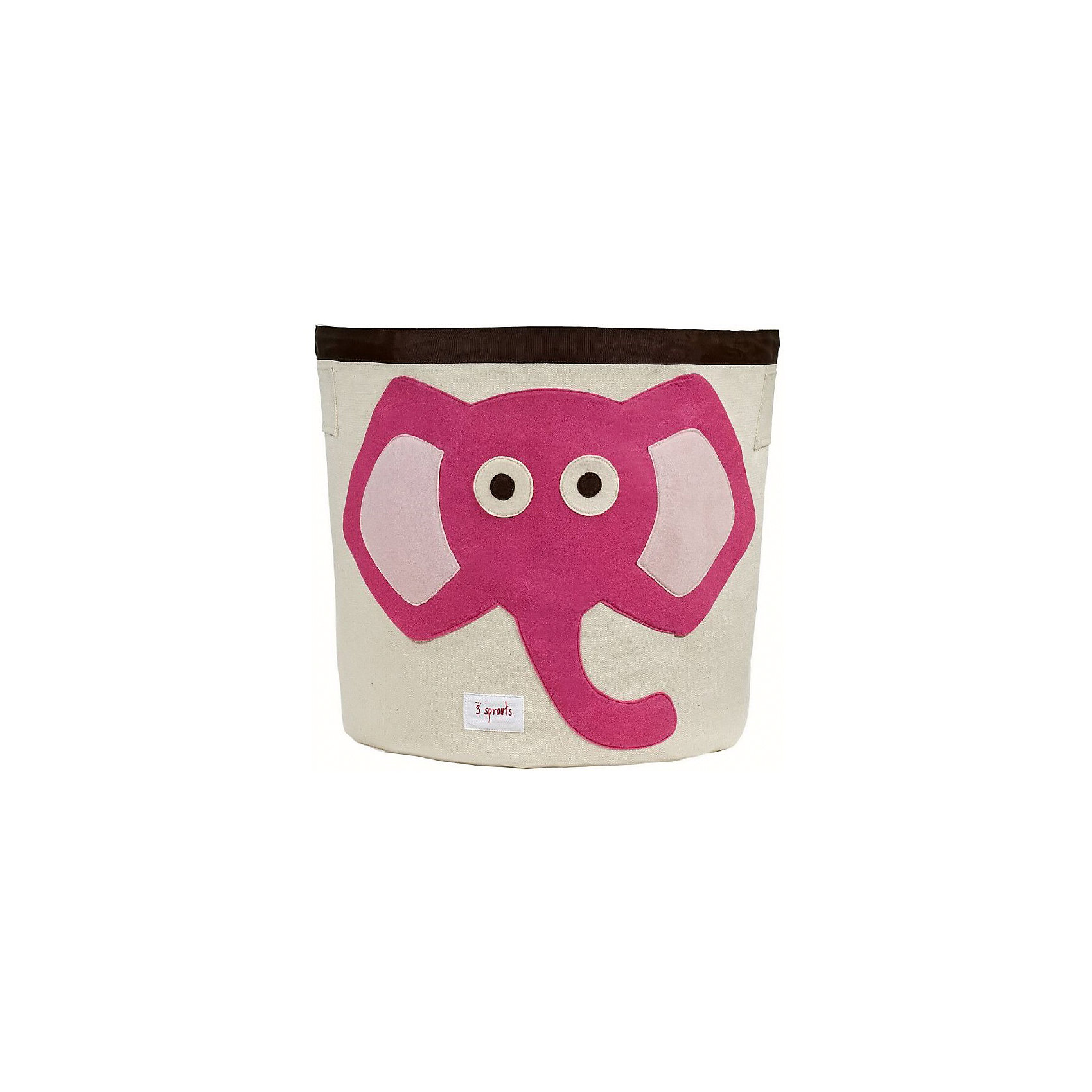 фото Корзина для хранения 3 Sprouts Слон, розовый
