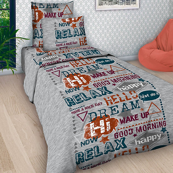 

Детское постельное белье 1,5 сп. Letto, Шрифт, серый