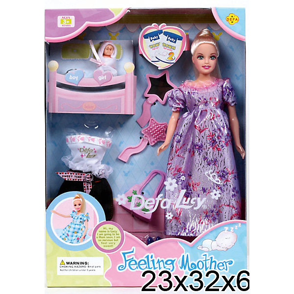 Defa Lucy Беременная кукла + 2 ребенка, с аксессуарами, Defa Lucy
