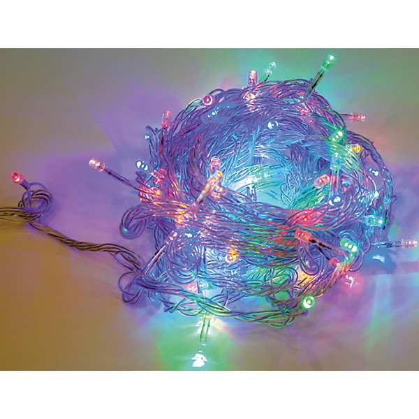 

Электрогирлянда 100LED цветного свечения, прозрачный провод 8м, 8 режимов