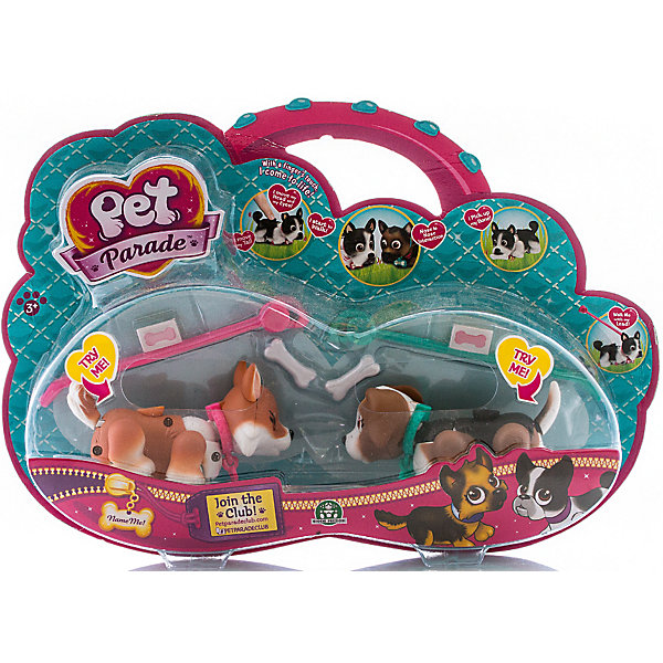 

Фигурки собачек в комплекте с косточками и поводком, Pet Club Parade