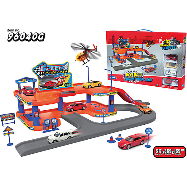 

Игровой набор "Гараж, 4 машины и вертолет", Welly