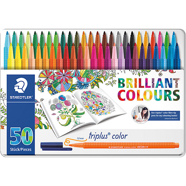

Набор фломастеров Triplus Color, 50 цветов, 1 мм, Johanna Basford, Staedtler