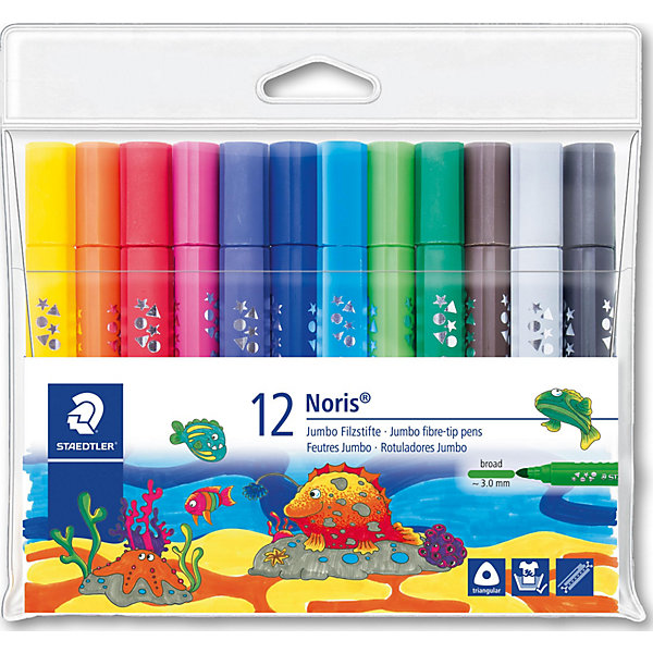 

Набор фломастеров Noris Jumbo, 12 цветов, 3 мм, Staedtler, Mehrfarbig