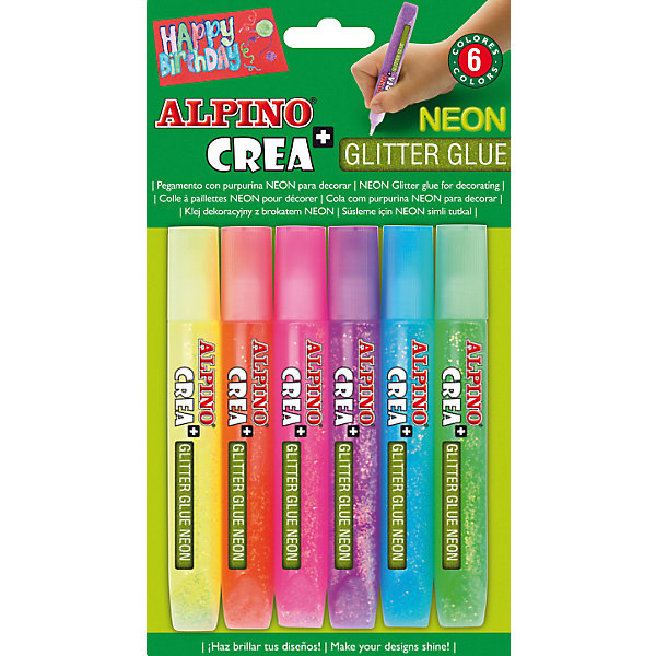 

Гелевые карандаши CREA Neon (гель-краски с блестками для декорирования), 6 цв.