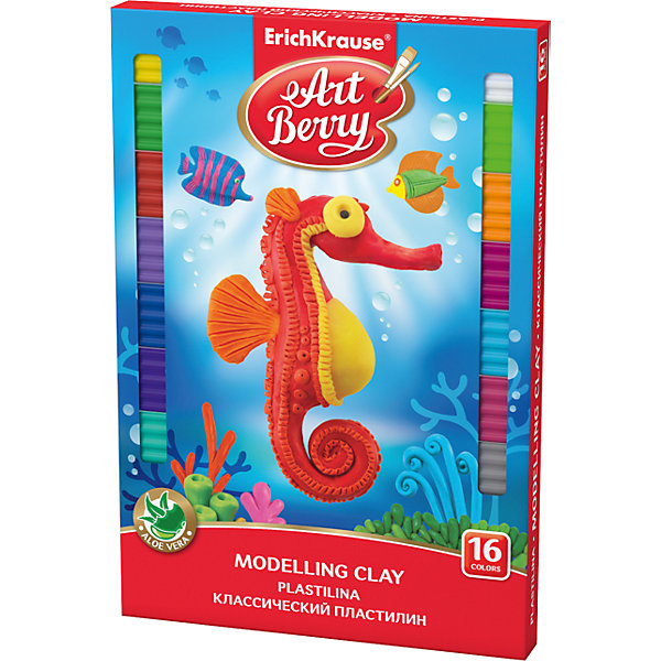 

Классический пластилин ArtBerry с Алоэ Вера, 16 цветов, 288г, со стеком