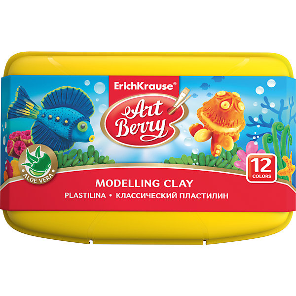 

Классический пластилин ArtBerry с Алоэ Вера, 12 цветов, 216г, со стеком