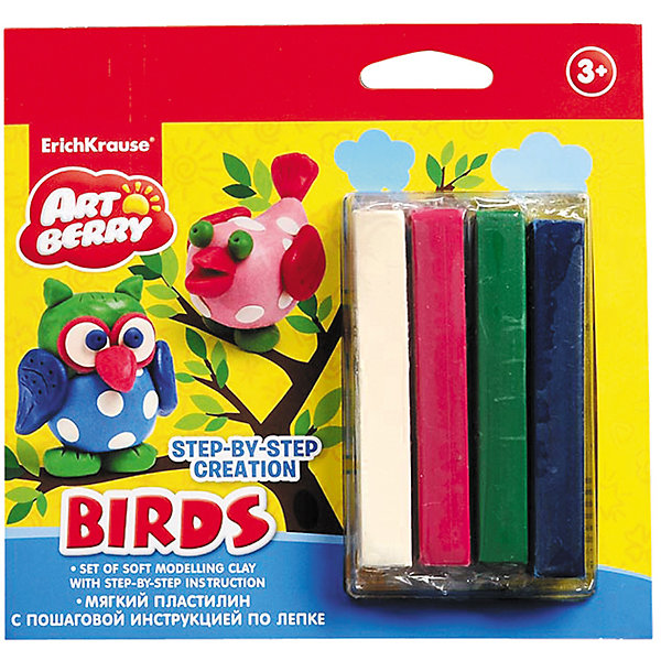 

Пластилин мягкий 4цв+инструкция Birds Step-by-step Сreation Artberry