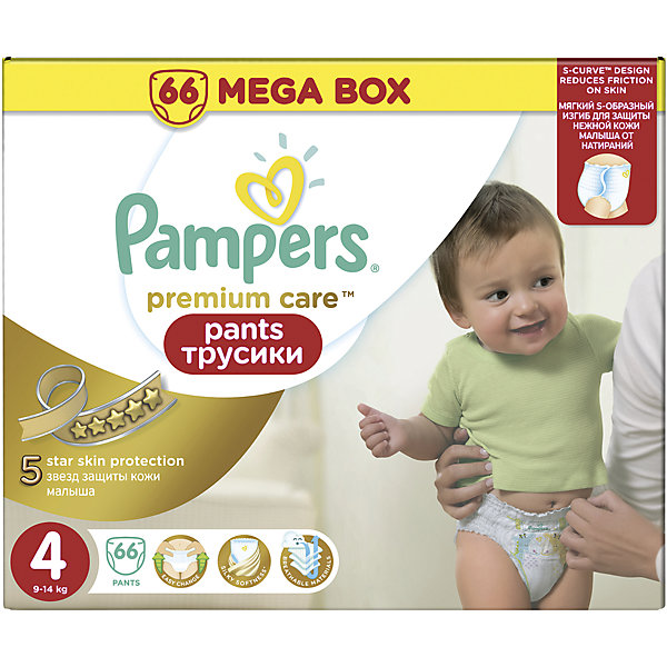 

Трусики Pampers Premium Care 9-14 кг., размер 4, 66 шт., Weiß/beige