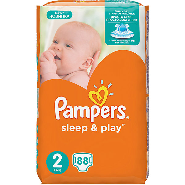 

Подгузники Pampers Sleep & Play, 3-6 кг, 2 размер, 88 шт., Pampers, Weiß/beige