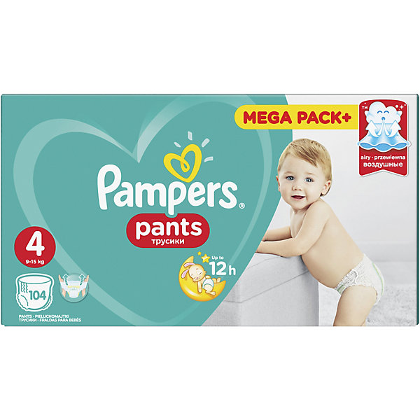

Трусики Pampers Pants 9-15 кг, размер 4, 104 шт, Weiß/beige, Трусики Pampers Pants 9-15 кг, размер 4, 104 шт.