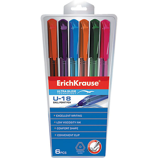 

Набор шариковых ручек Erich Krause U-18 Ultra Glide Technology, 6 цветов, 6 шт