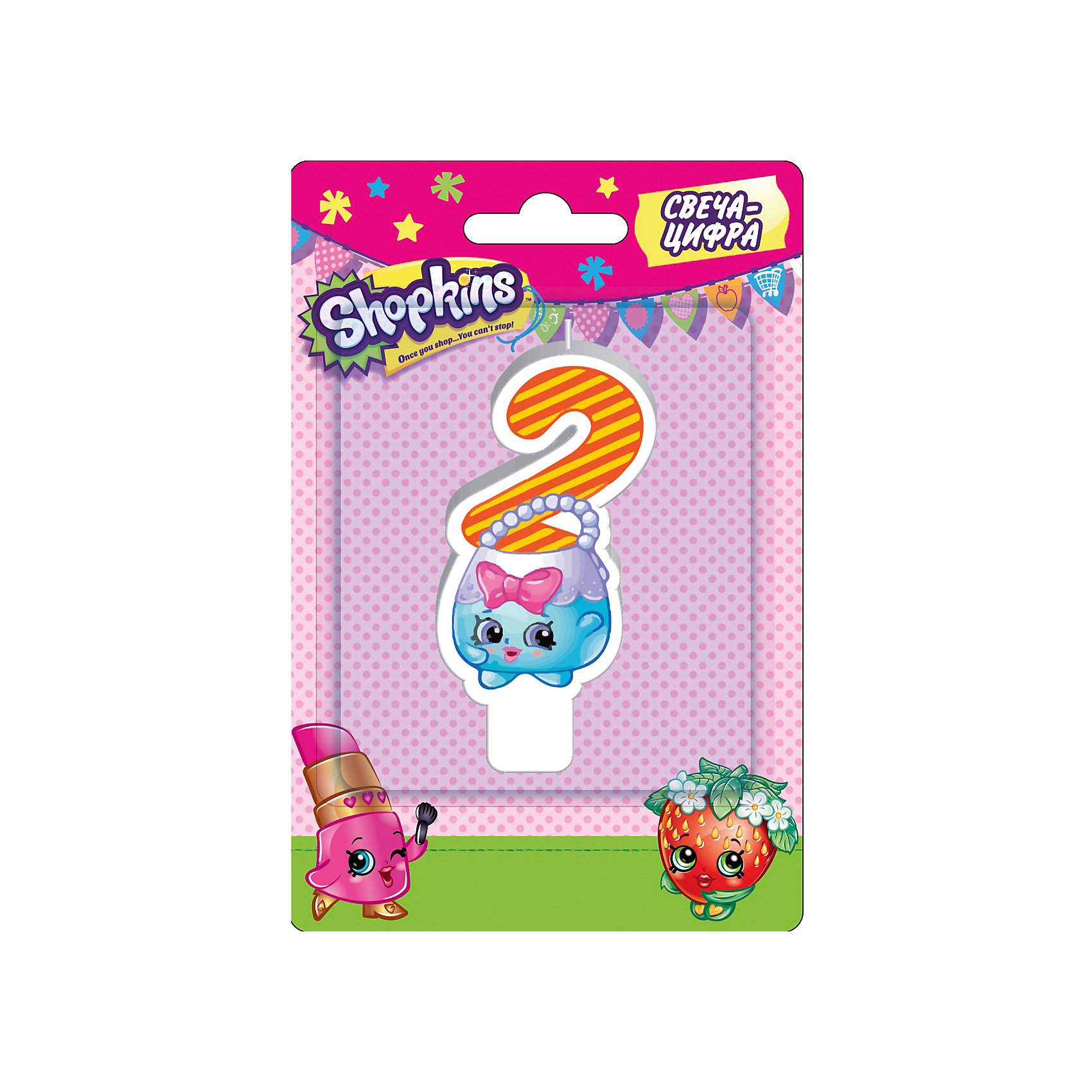 фото Свеча-цифра 2, 8 см, Shopkins Росмэн