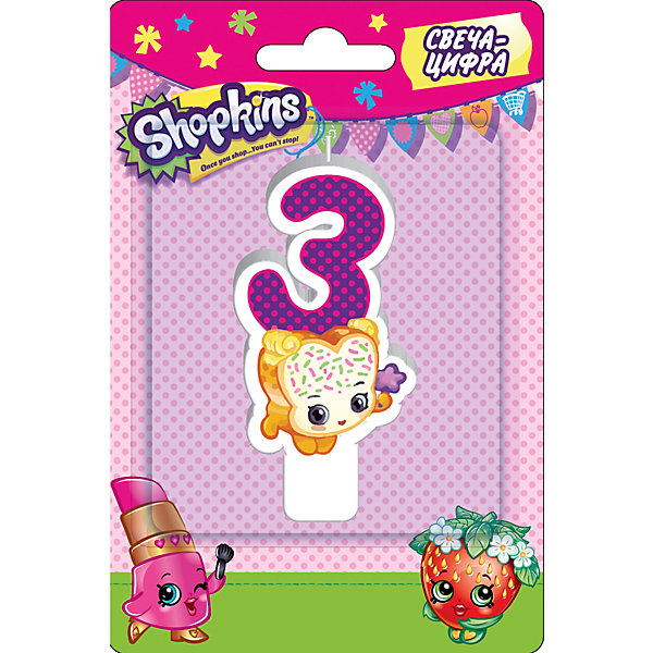 фото Свеча-цифра 3, 8 см, Shopkins Росмэн