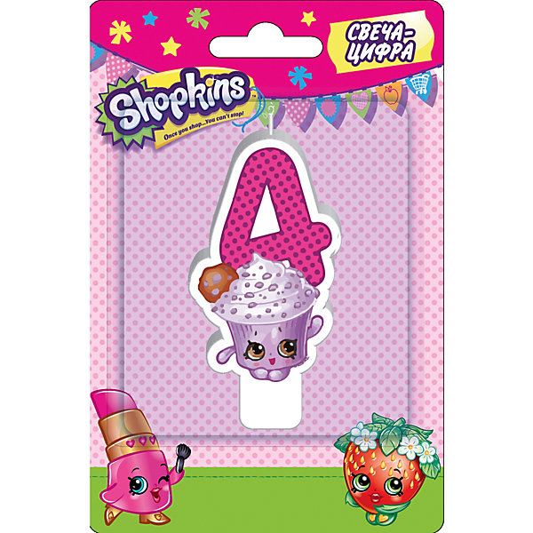 фото Свеча-цифра 4, 8 см, Shopkins Росмэн