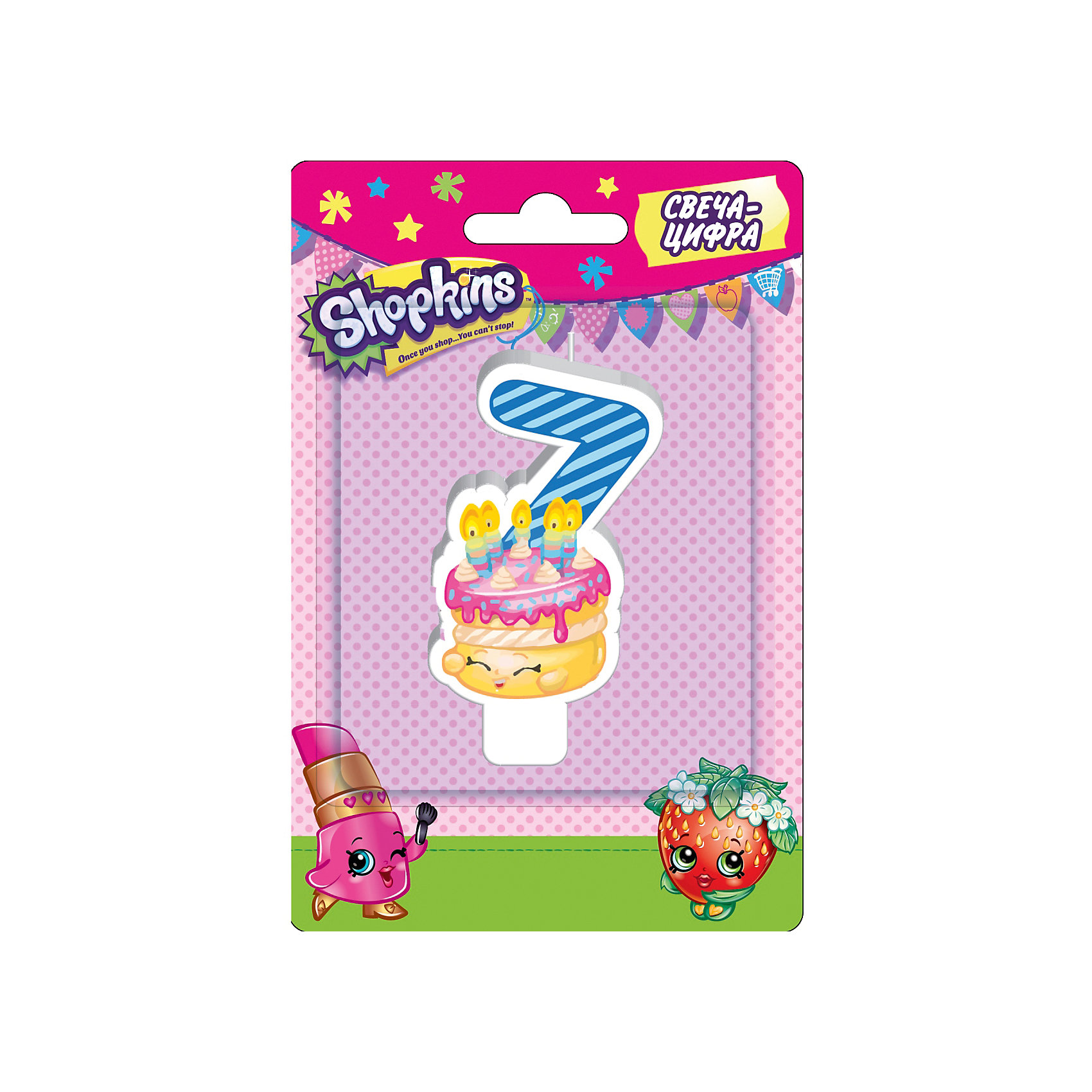 фото Свеча-цифра 7, 8 см, Shopkins Росмэн