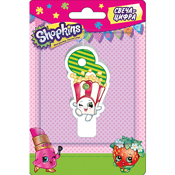 фото Свеча-цифра 8, 8 см, Shopkins Росмэн