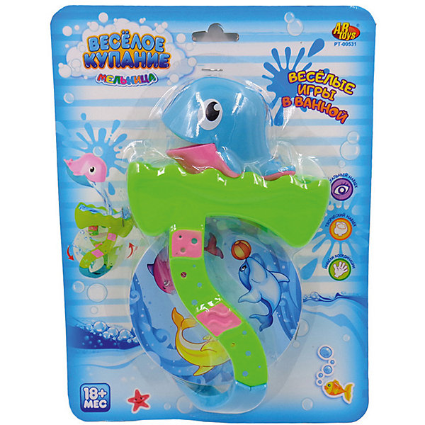 

Дельфин для ванной, с аксессуарами, "Веселое купание", 2 предм, ABtoys