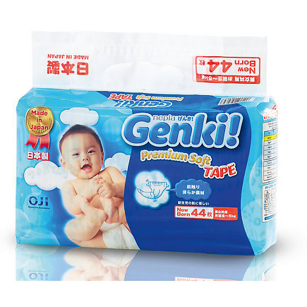 

Подгузники Nepia Genki, 0-5 кг., размер NB, 44 шт.,Genki