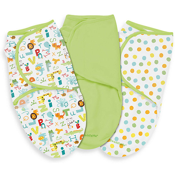 

Конверт на липучке Swaddleme, размер S/M, 3шт., Summer Infant, зеленый /алфавит/горошки