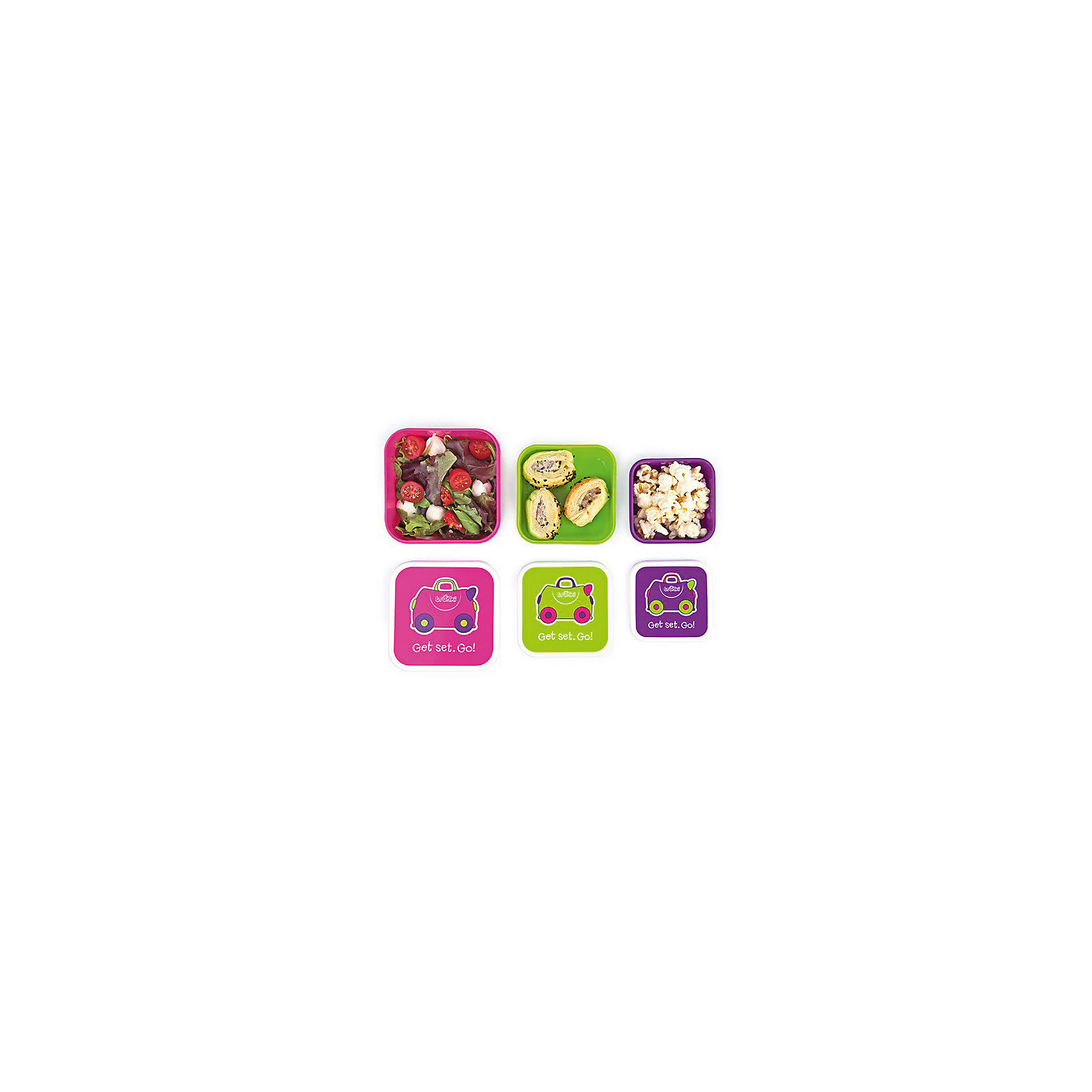фото Контейнеры для еды 3 шт, розовый, фиолетовый, зеленый Trunki