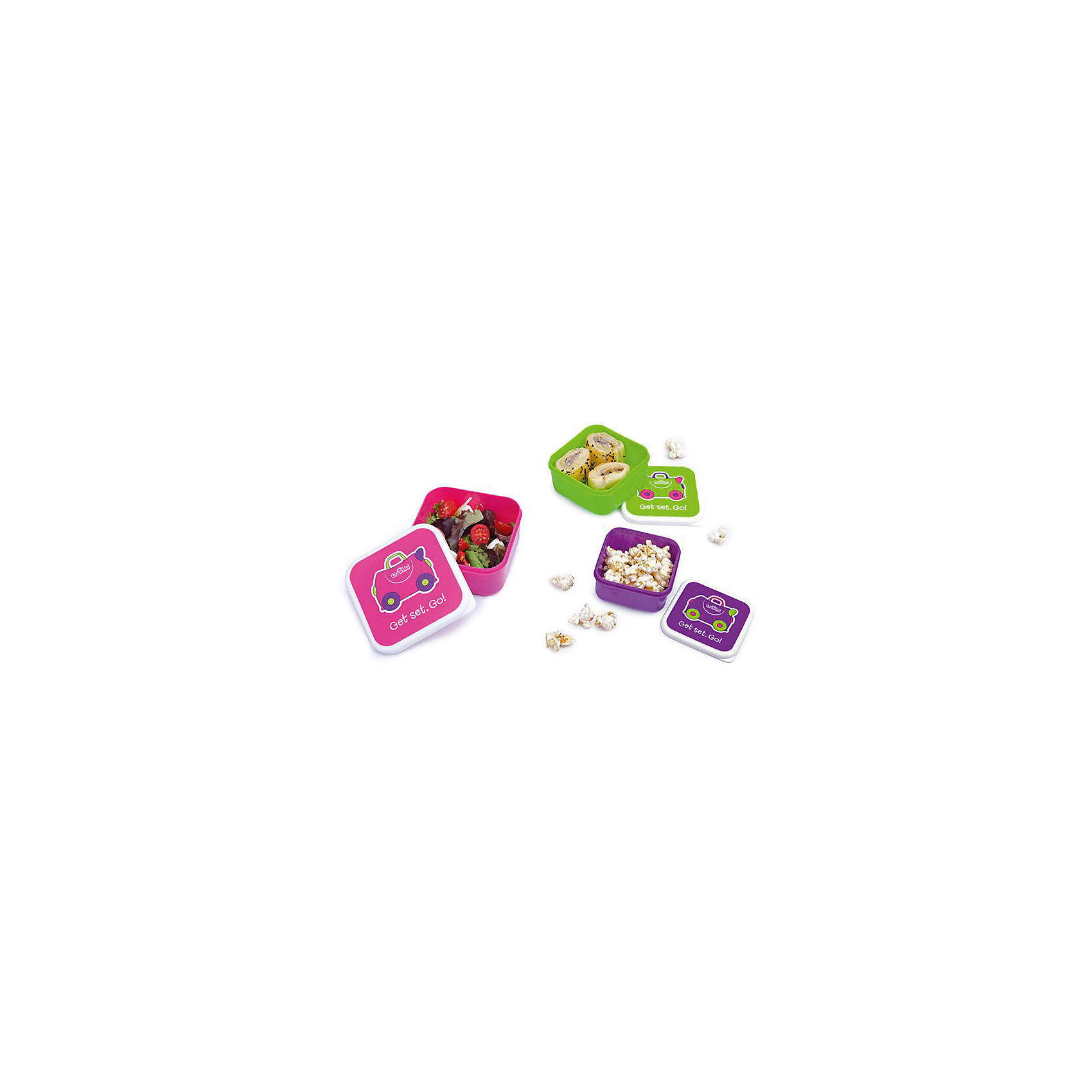 фото Контейнеры для еды 3 шт, розовый, фиолетовый, зеленый Trunki